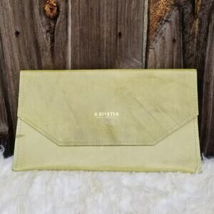 Green Leather Envelope Clutch Handmade R. RIVETER Travel Document Folio USA VGUC